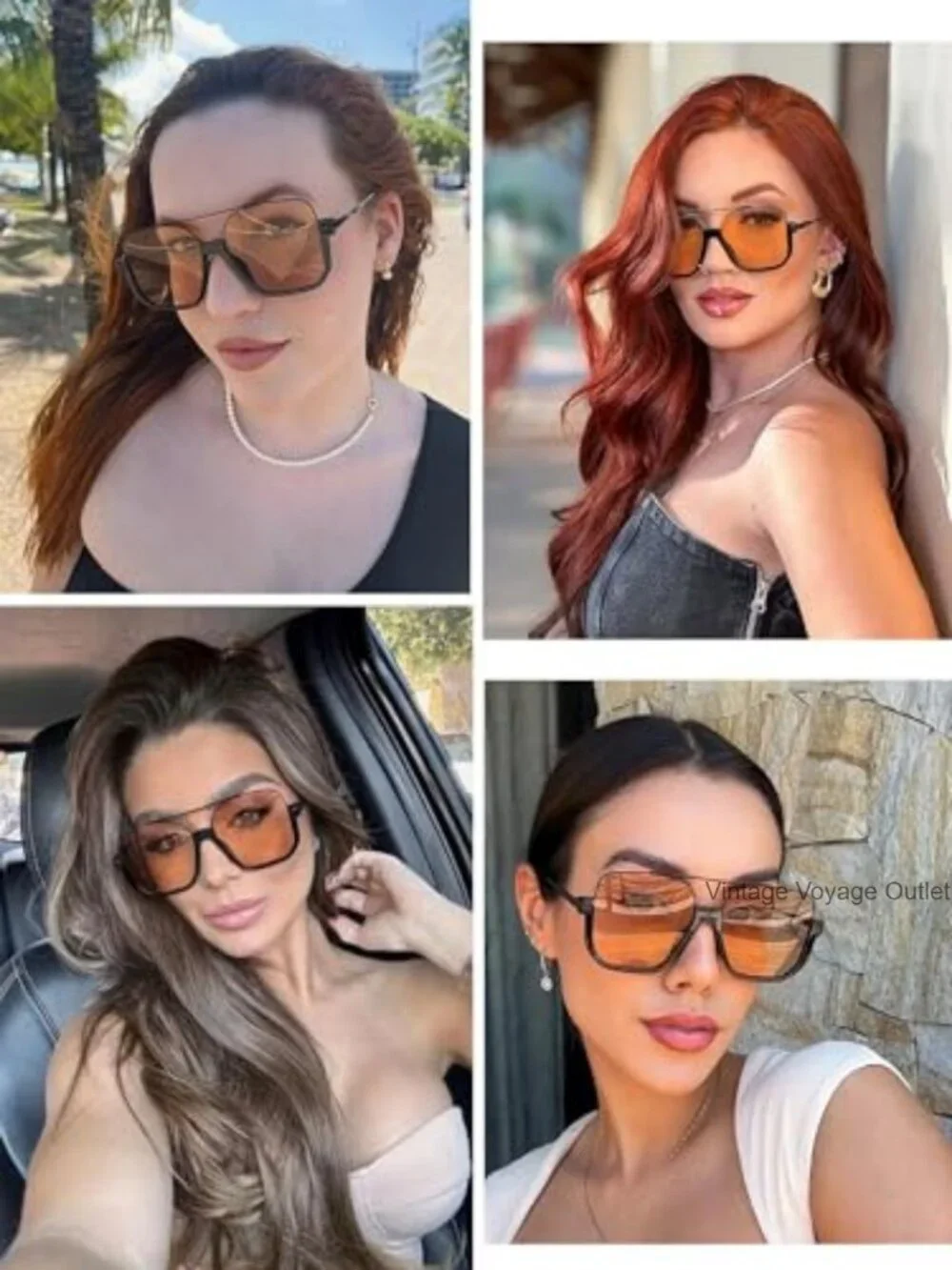 Oversized Retro Square Aviator Sunglasses for Women Men Trendy Fashion Tinted